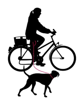 Cyclist with dog on leash