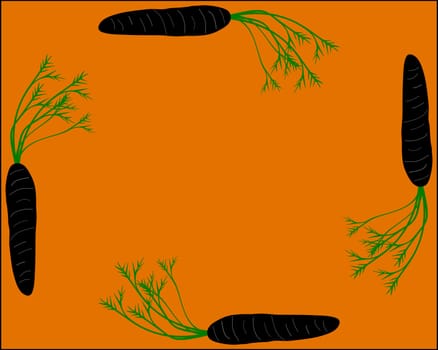 Carrots as a frame with orange background