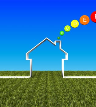 3d image of eco house and energy saver metaphor background