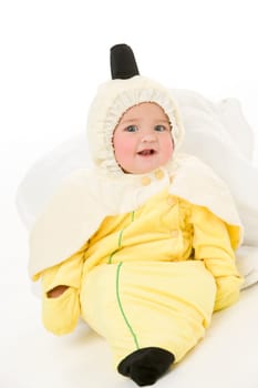 Baby in banana costume