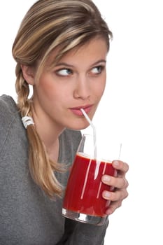 Healthy lifestyle series - Woman with tomato juice