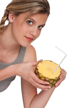 Healthy lifestyle - Woman with pineapple