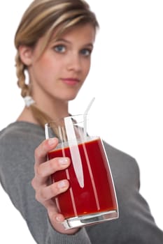 Healthy lifestyle series - Woman with tomato juice