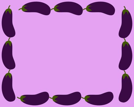 Eggplant as a frame with pink background