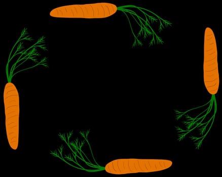Carrots as a frame with a black background