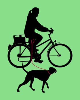Cyclist with dog on leash