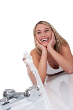Fitness series - Blond woman with weights