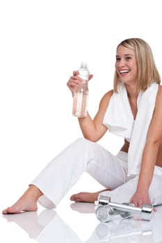 Fitness series - Blond woman with weights