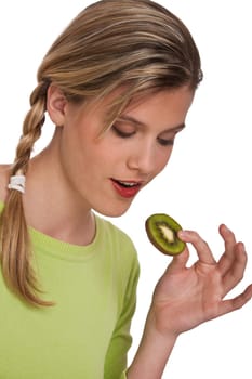 Healthy lifestyle - Woman with kiwi