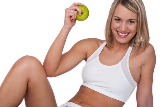 Fitness series - Happy woman with apple