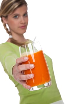 Healthy lifestyle - woman, carrot juice