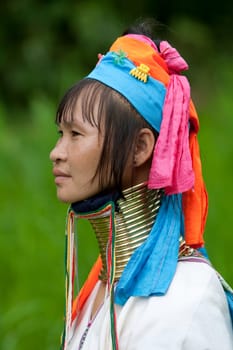 Portrait of long-necked woman
