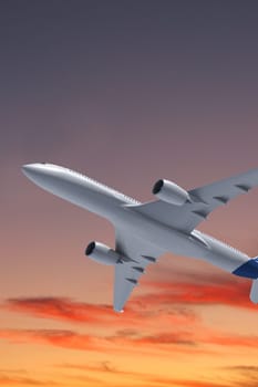 Airplane on sunset