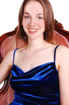 Beautiful woman in royal blue dress.