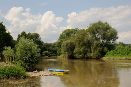 Boat on the banks of the Saale