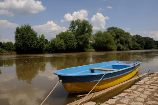 Boat on the banks of the Saale