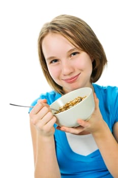 Girl eating cereal