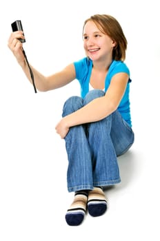 Girl taking self portrait