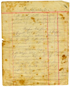 old paper with recipe