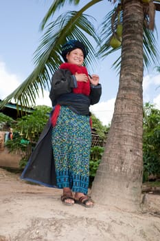 Asian woman,ethnic group Yao in traditional costume