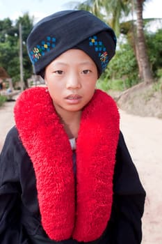 Asian woman,ethnic group Yao in traditional costume