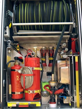 View inside a fire vehicle