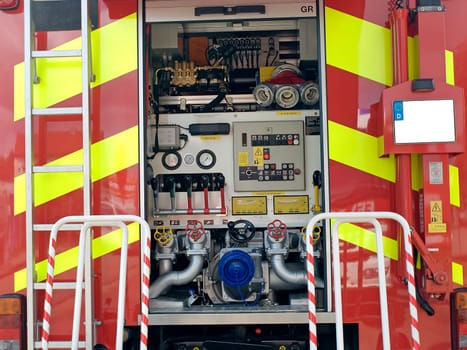 View inside a fire engine
