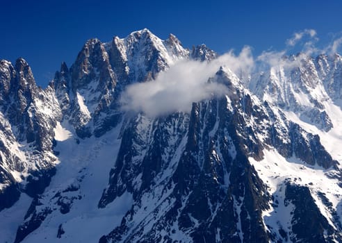 Summit massif in the snow,Alps,France
