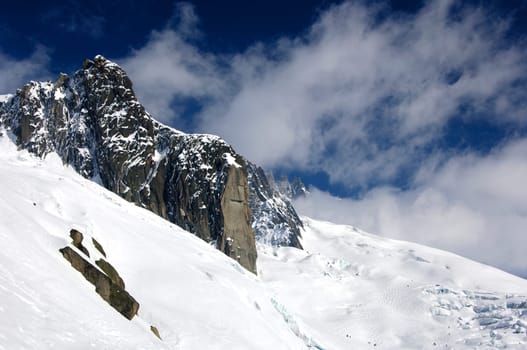 Alpine peaks in the snow