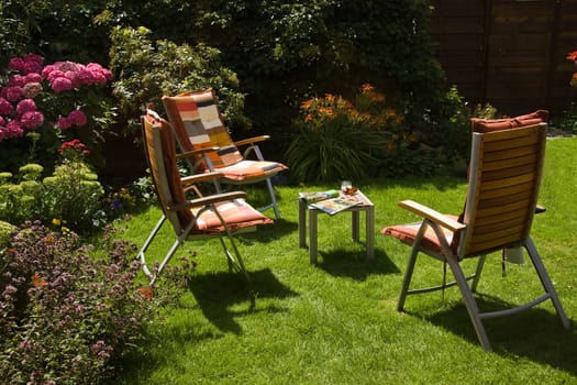 View into garden on a summer day