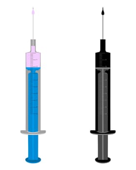 Illustration of two filled syringes
