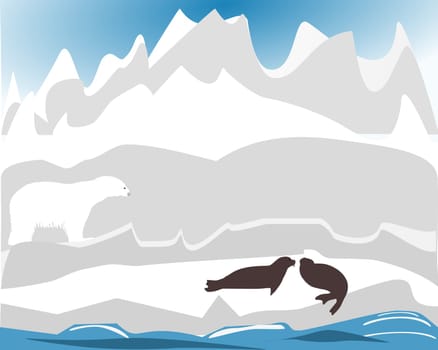 Polar bear hunting for seals