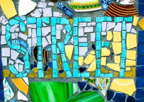 STREET mosaic sign