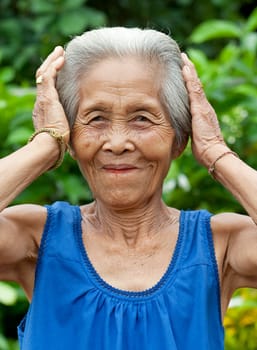 Portrait of old woman Asia