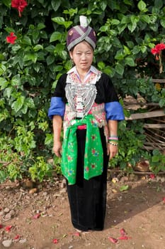 Portrait of asian woman in traditional costume,hmong