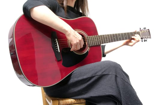 Cutout Woman Playing Guitar