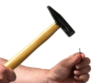 Hitting a nail with a hammer