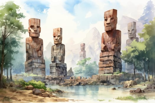 Behold the majestic marvels of the past - ancient stone colossi, towering giants hewn from the very bedrock itself.