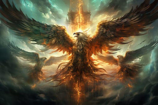 In the realm of fantasy, the skies are home to ferocious thunder hawks, majestic creatures that command the elements.
