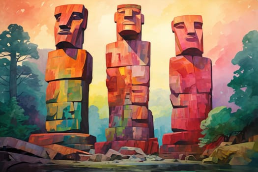 Behold the majestic marvels of the past - ancient stone colossi, towering giants hewn from the very bedrock itself.