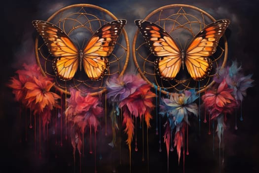 Immerse yourself in the magical realm of fantasy with this enchanting illustration of gossamer-winged dreamcatchers.
