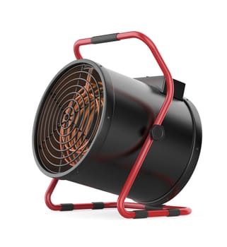 Industrial cylinder shaped electric fan heater on white background