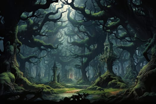 Journey through mystical forests filled with enchanted flora and sentient, conversing trees, where reality seamlessly intertwines with fantasy.