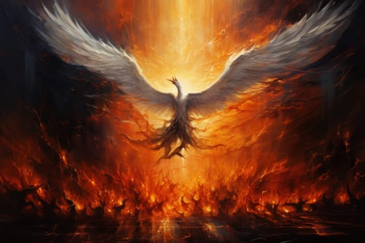 Embark on a mythical journey where ancient phoenixes, with their fiery plumage, rise triumphantly from ashes, embodying the cycle of rebirth and renewal.