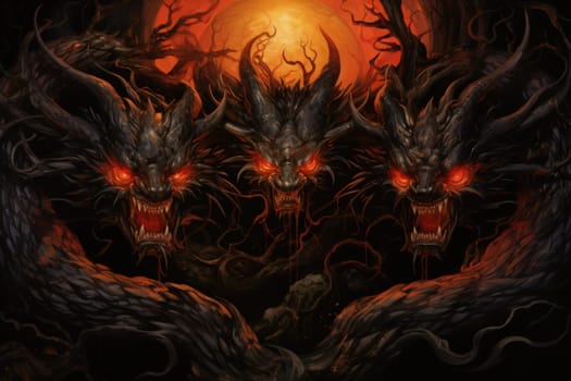 In the realm of fantasy, ferocious shadow dragons dominate the skies, their majestic forms wreathed in darkness.