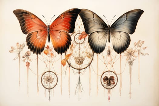 Immerse yourself in the magical realm of fantasy with this enchanting illustration of gossamer-winged dreamcatchers.