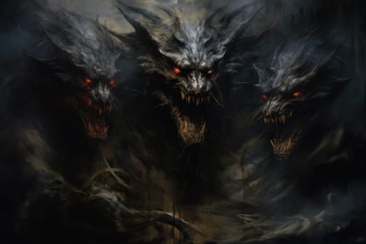 In the realm of fantasy, ferocious shadow dragons dominate the skies, their majestic forms wreathed in darkness.