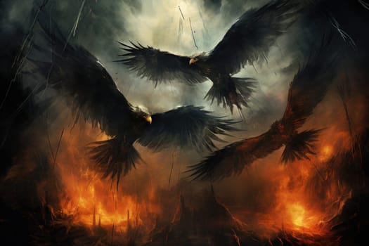 In the realm of fantasy, the skies are home to ferocious thunder hawks, majestic creatures that command the elements.