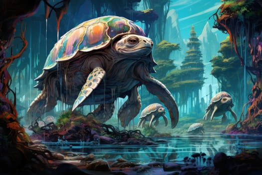 Embark on an extraordinary journey through the realm of fantasy and encounter the majestic ancient sea turtles.