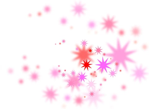 Stars Pink Red Background White